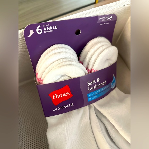Hanes Ultimate Comfort Ankle Socks 6-Pack White NWTS - Picture 14 of 15